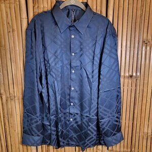 Vicalled Men's Long Sleeve Button Up Dress Shirt Size XL Navy NEW